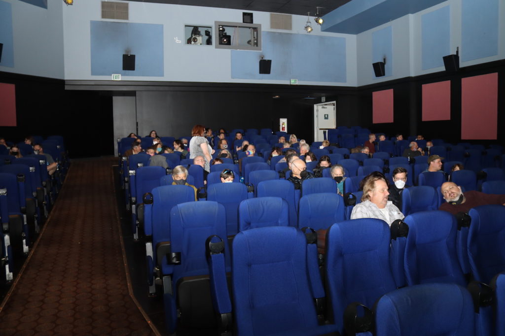 a photo of the audience sitting down for a movie at an independent theater