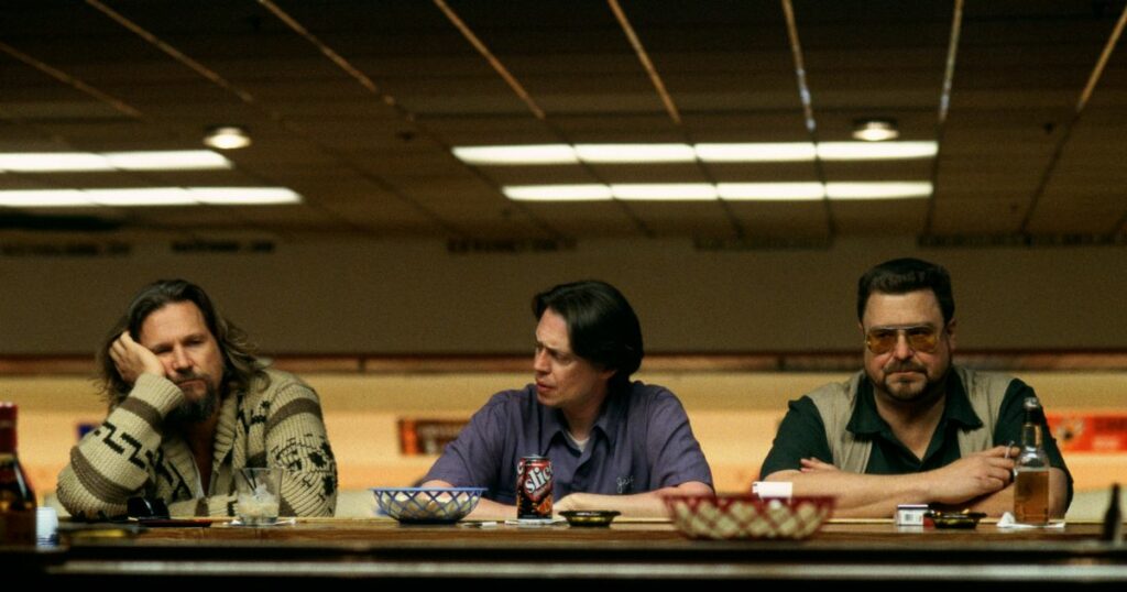 a picture of Jeff Bridges, Steve Buscemi, and John Goodman in the classic movie The Big Lebowski